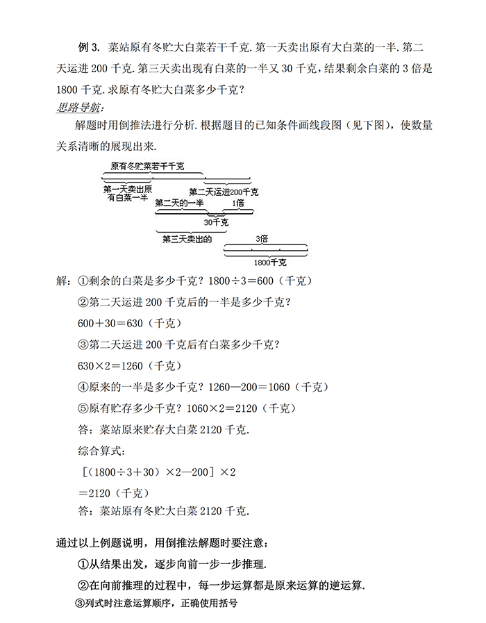 小升初數(shù)學(xué)復(fù)習(xí)專題二：倒推法